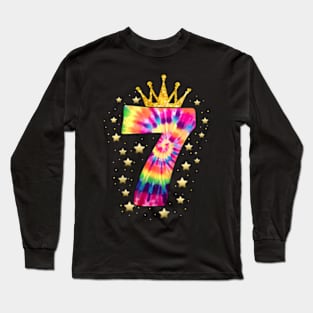 Colorful Tie Dye Number 7 Year Old Girls 7Th Birthday Long Sleeve T-Shirt